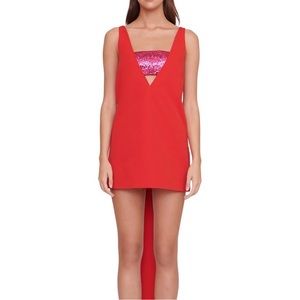Staud Irie V-Neck Bow Mini Dress